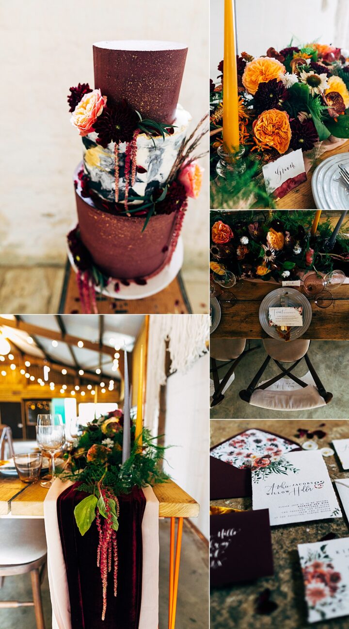 Autumn Wedding Colours Ideas Burgundy Orange Emily Little Photography