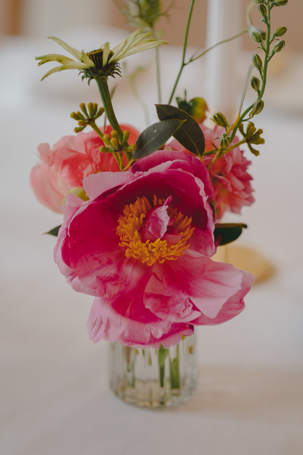 Table Decor Pink Peony Flowers Bottles Gold Candlesticks Bath City Wedding Bo Leray Photography