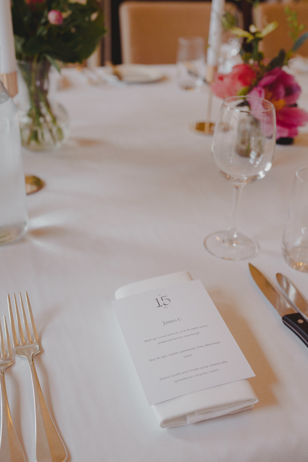 Modern Menu Card Bath City Wedding Bo Leray Photography