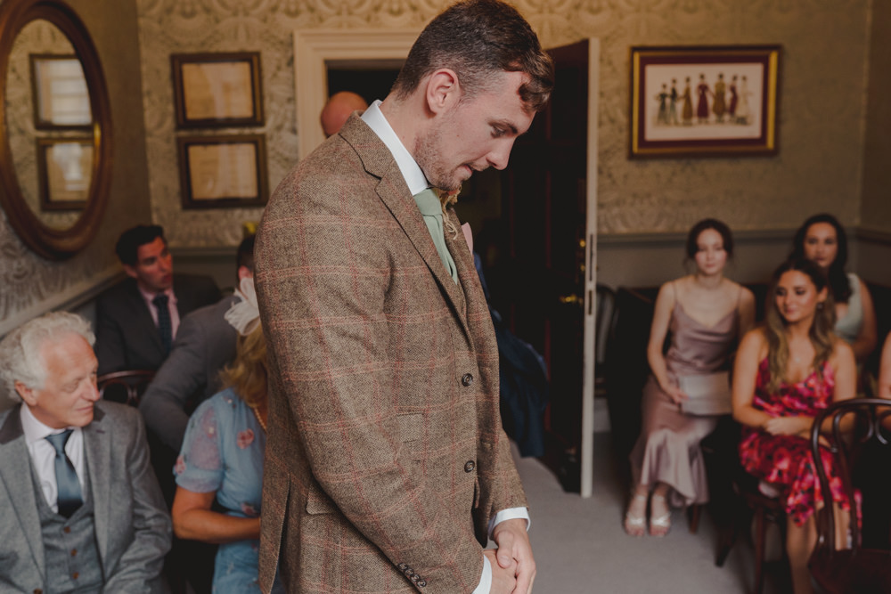 Groom Brown Tweed Suit Bath City Wedding Bo Leray Photography