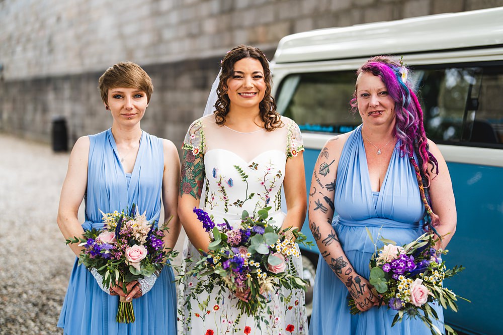 Blue Bridesmaid Dresses Farmyard Wedding Daniel Lightening Photography