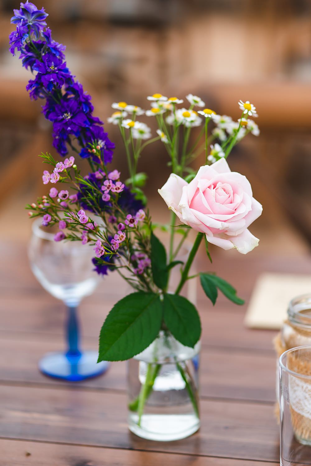 Pink Purple Table Flowers Decor Farmyard Wedding Daniel Lightening Photography
