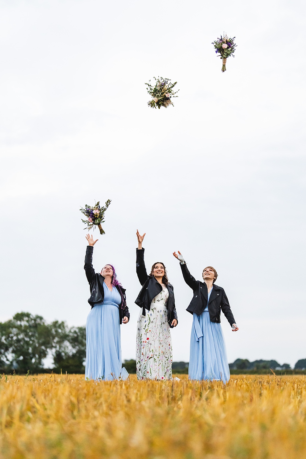 Blue Bridesmaid Dresses Farmyard Wedding Daniel Lightening Photography