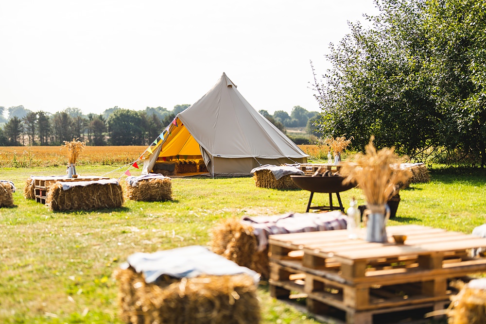 Tipi Haybale Seating Farmyard Wedding Daniel Lightening Photography