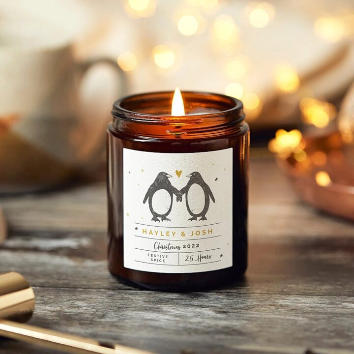 Fiance Christmas Present Personalised Candle
