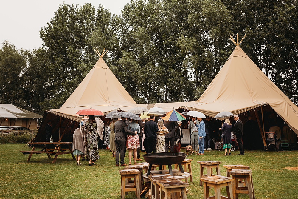 Rainy Tipi Funfair Festival Wedding Thyme Lane Photography