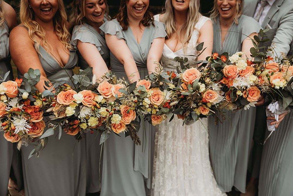Orange Rose Bouquet Flowers Bridesmaids Funfair Festival Wedding Thyme Lane Photography