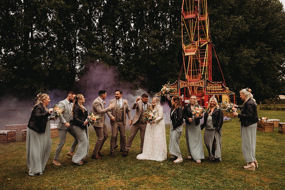 Smoke Flare Funfair Festival Wedding Thyme Lane Photography