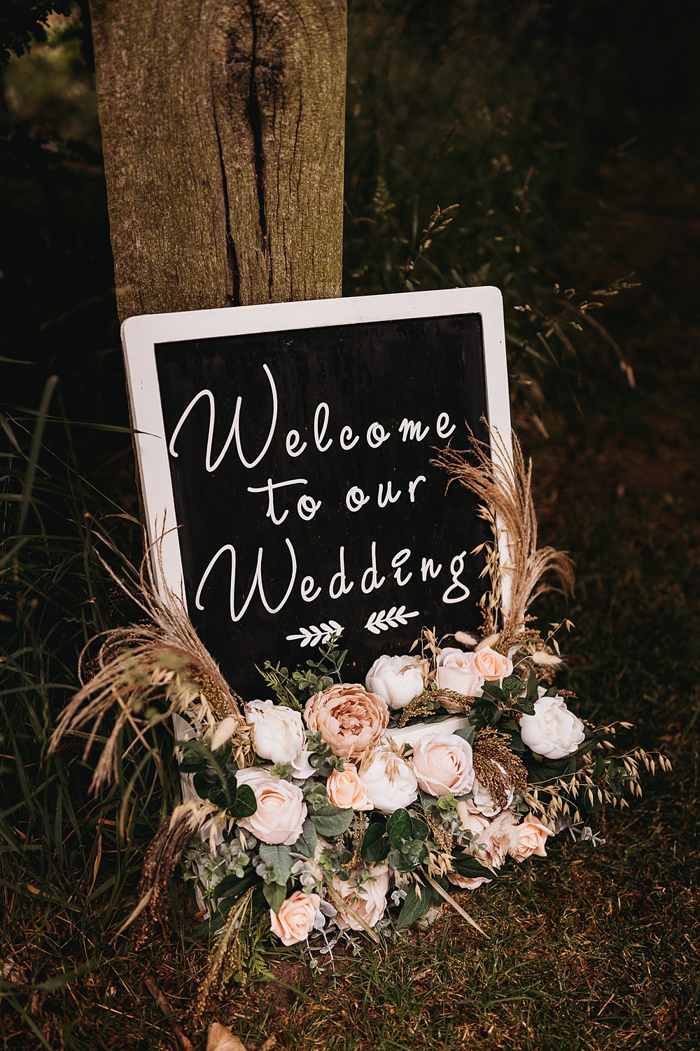 Welcome Sign Chalkboard Flowers Funfair Festival Wedding Thyme Lane Photography