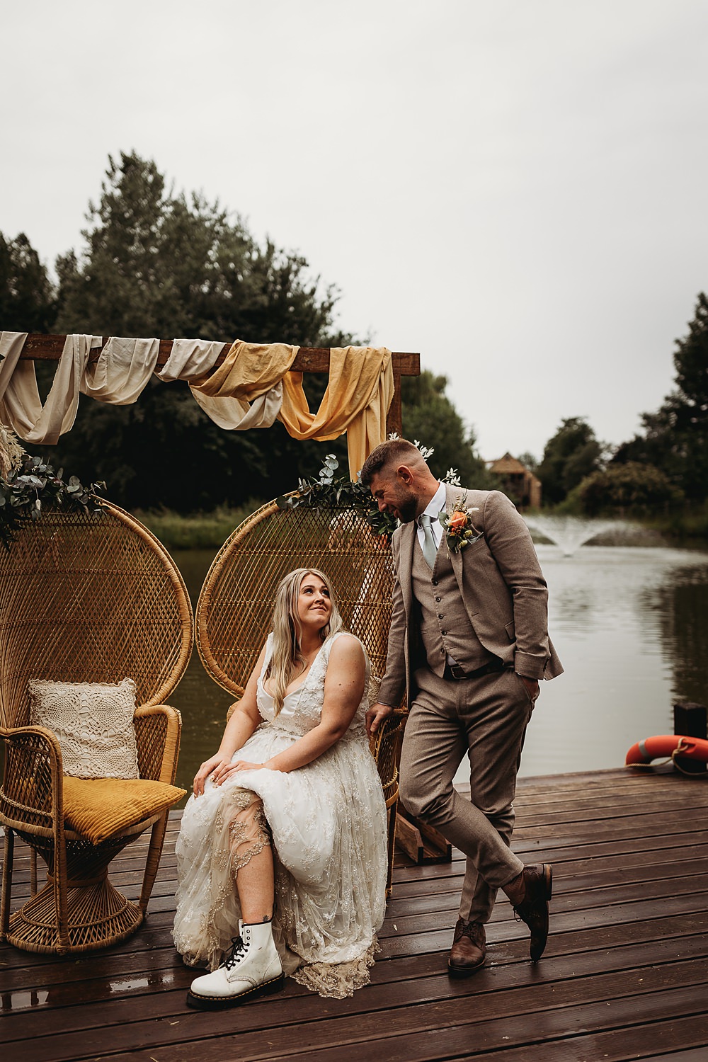 Arch Backdrop Fabric Flowers Pampas Grass Funfair Festival Wedding Thyme Lane Photography