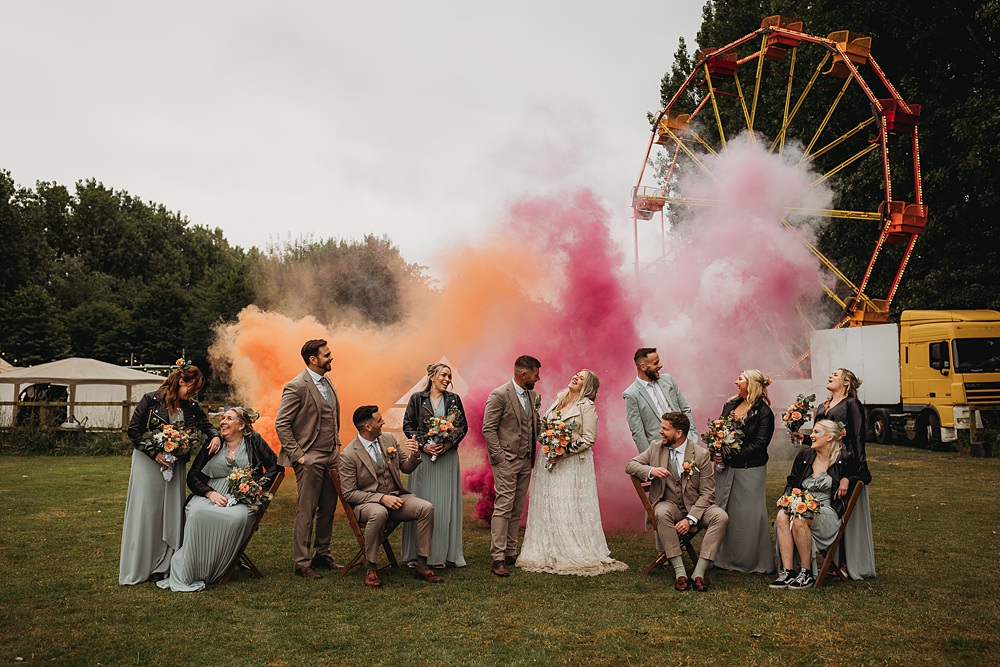 Smoke Flare Funfair Festival Wedding Thyme Lane Photography