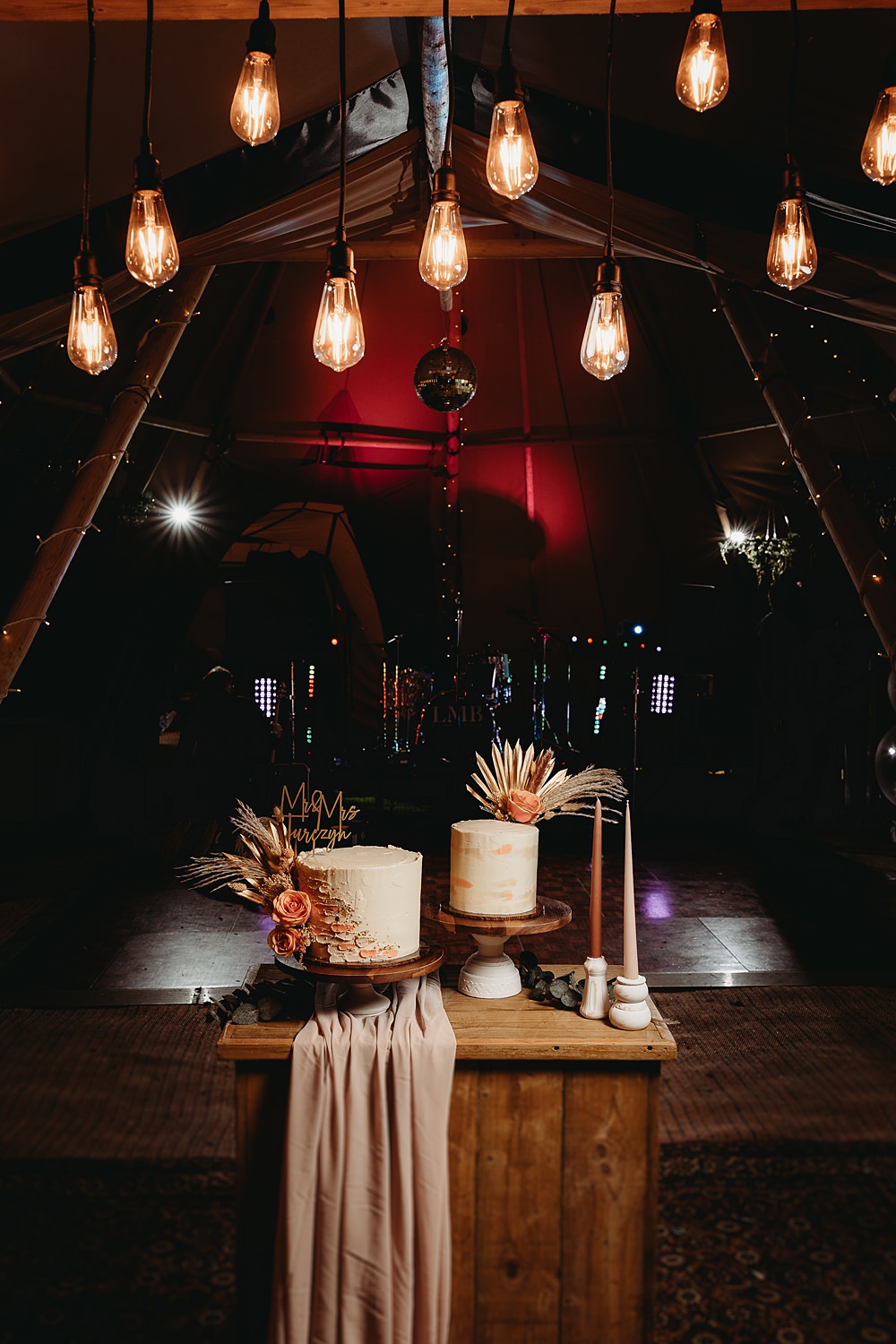 Cake Table Festoon Lights Funfair Festival Wedding Thyme Lane Photography