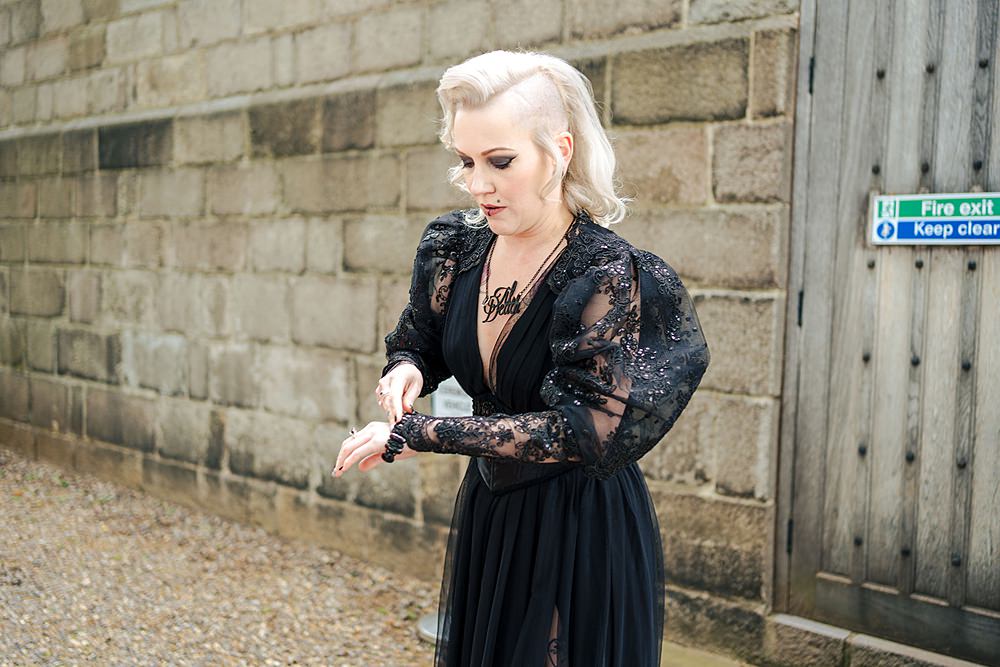Black Dress Gown Bride Bridal Goth Wedding Anna Pumer Photography
