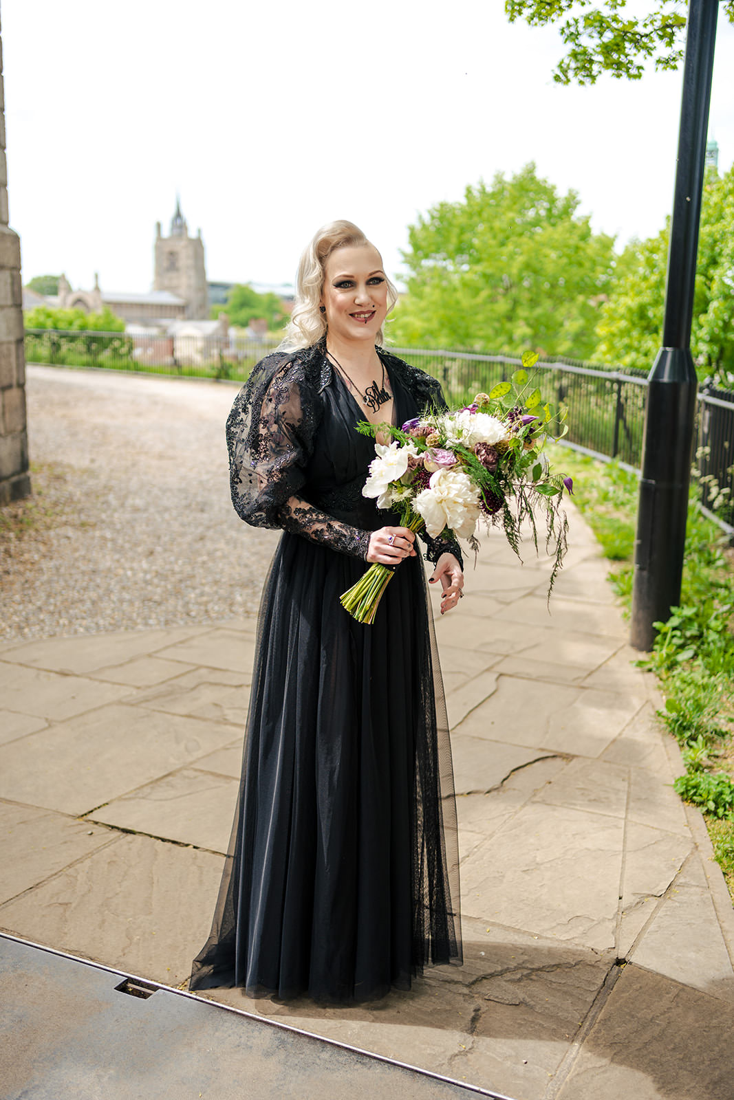 Black Dress Gown Bride Bridal Goth Wedding Anna Pumer Photography