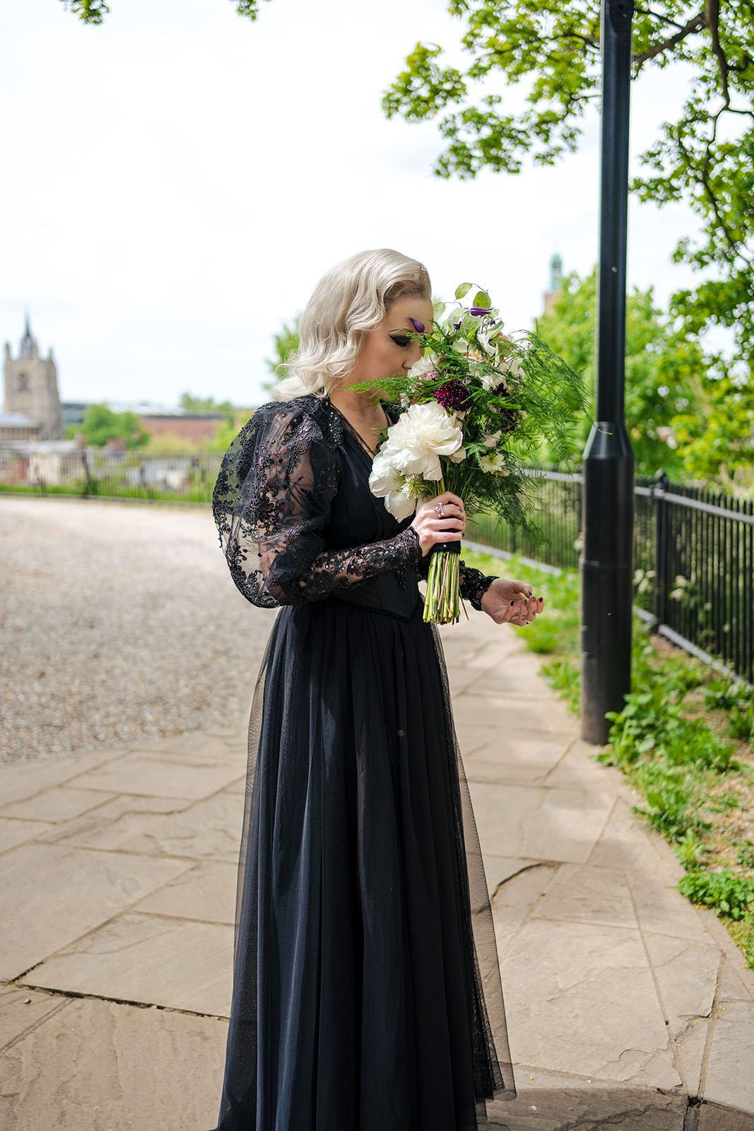 Black Dress Gown Bride Bridal Goth Wedding Anna Pumer Photography