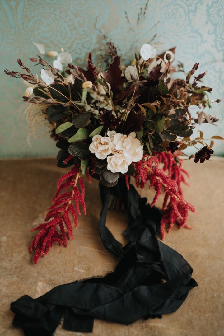 Gothic Wedding Ideas Black Bouquet Ribbon Bloom Weddings