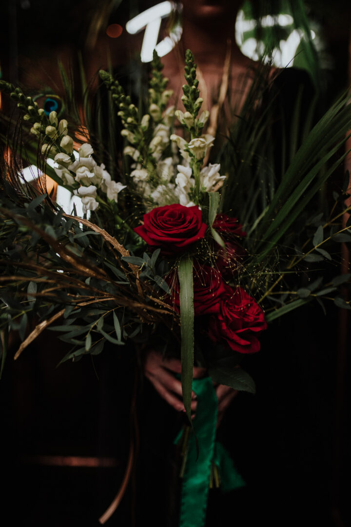 Gothic Wedding Ideas Red Rose Bouquet Taylar-Jayde Photography