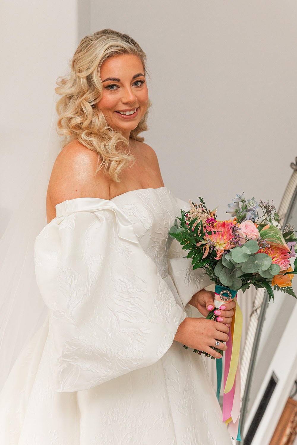 Dress Gown Bride Bridal Strapless Sleeves Sassi Holford Holbrook Manor Wedding James & Kerrie Photography