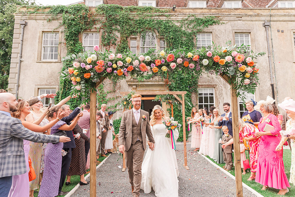 Flower Arch Colourful Holbrook Manor Wedding James & Kerrie Photography