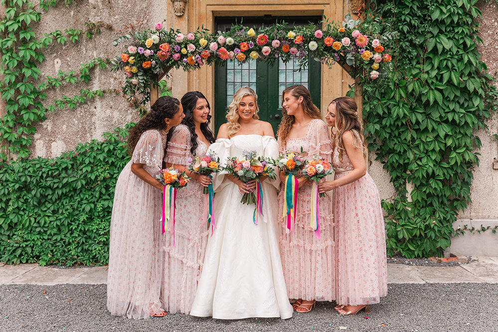Pink Bridesmaid Dresses Needle Thread Holbrook Manor Wedding James & Kerrie Photography