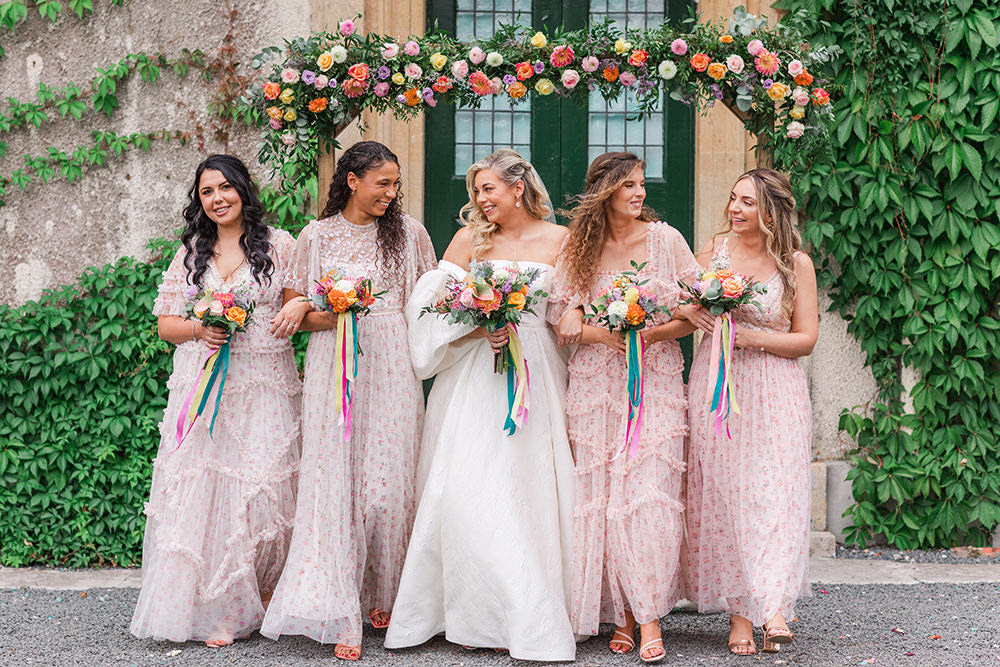 Pink Bridesmaid Dresses Needle Thread Holbrook Manor Wedding James & Kerrie Photography