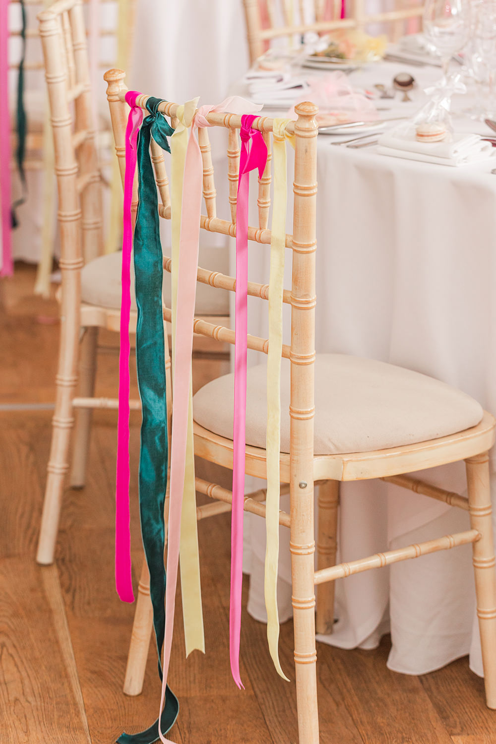 Ribbon Chair Decor Holbrook Manor Wedding James & Kerrie Photography
