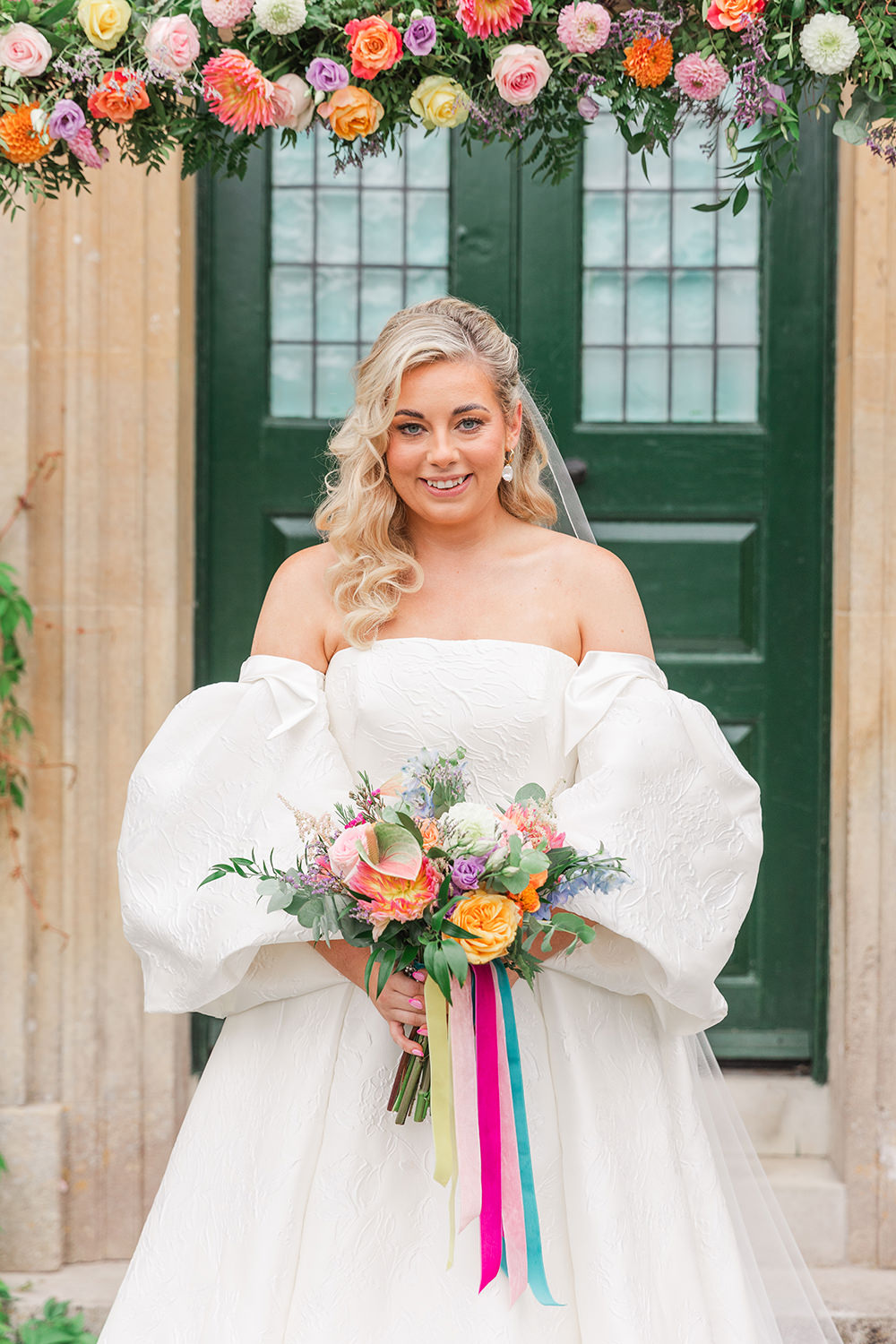 Bouquet Flowers Bride Bridal Colourful Ribbon Holbrook Manor Wedding James & Kerrie Photography