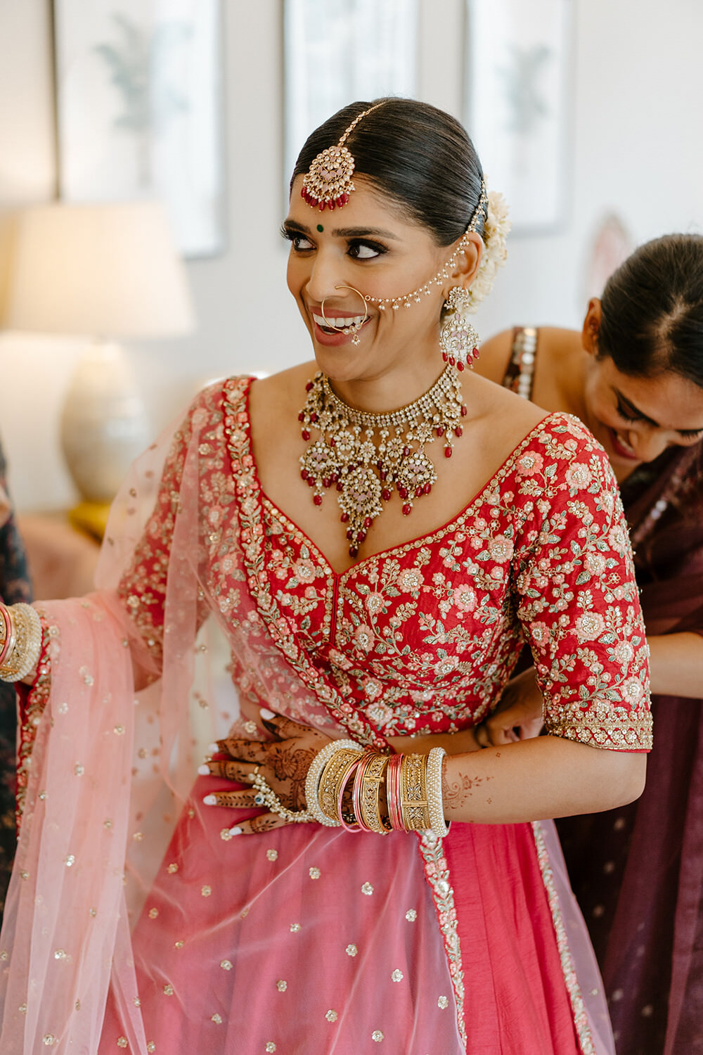 Dress Gown Bride Bridal Red Indian Lithuanian Wedding Ellie Gillard Photography