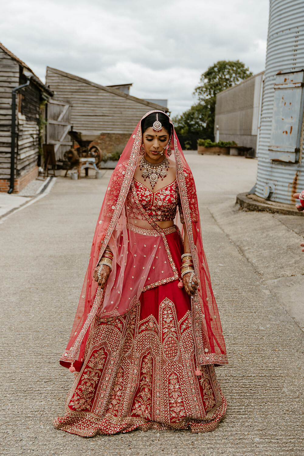 Dress Gown Bride Bridal Red Indian Lithuanian Wedding Ellie Gillard Photography