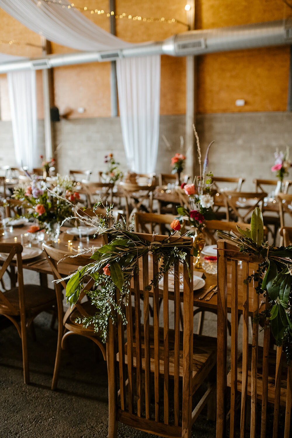 Chair Flowers Greenery Indian Lithuanian Wedding Ellie Gillard Photography