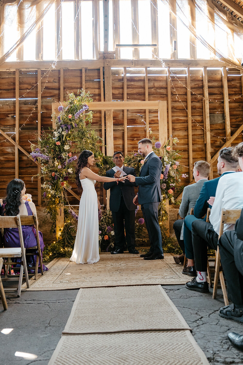 Wooden Arch Flowers Backdrop Ceremony Indian Lithuanian Wedding Ellie Gillard Photography