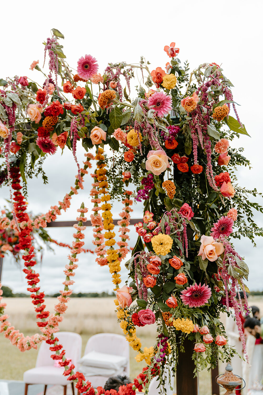 Hindu Mandap Flowers Red Yellow Indian Lithuanian Wedding Ellie Gillard Photography