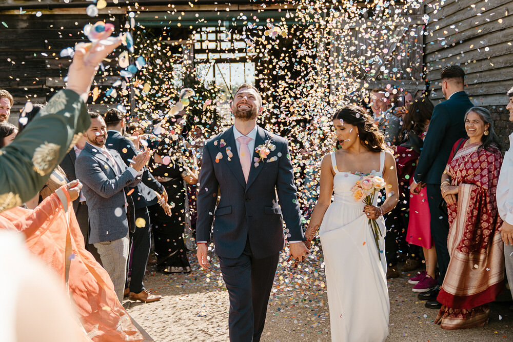 Confetti Throw Indian Lithuanian Wedding Ellie Gillard Photography
