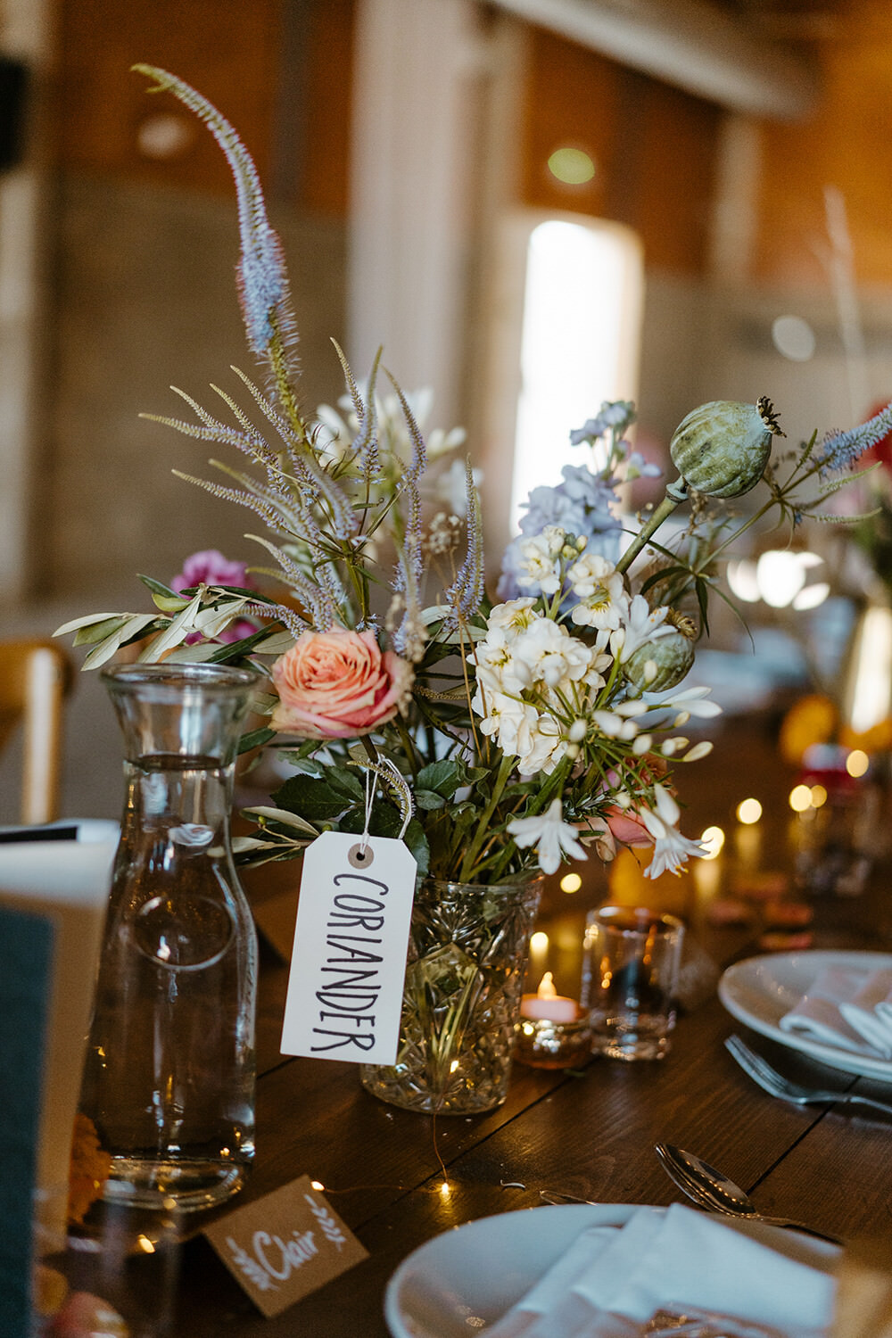 Table Flowers Luggage Tag Table Name Indian Lithuanian Wedding Ellie Gillard Photography