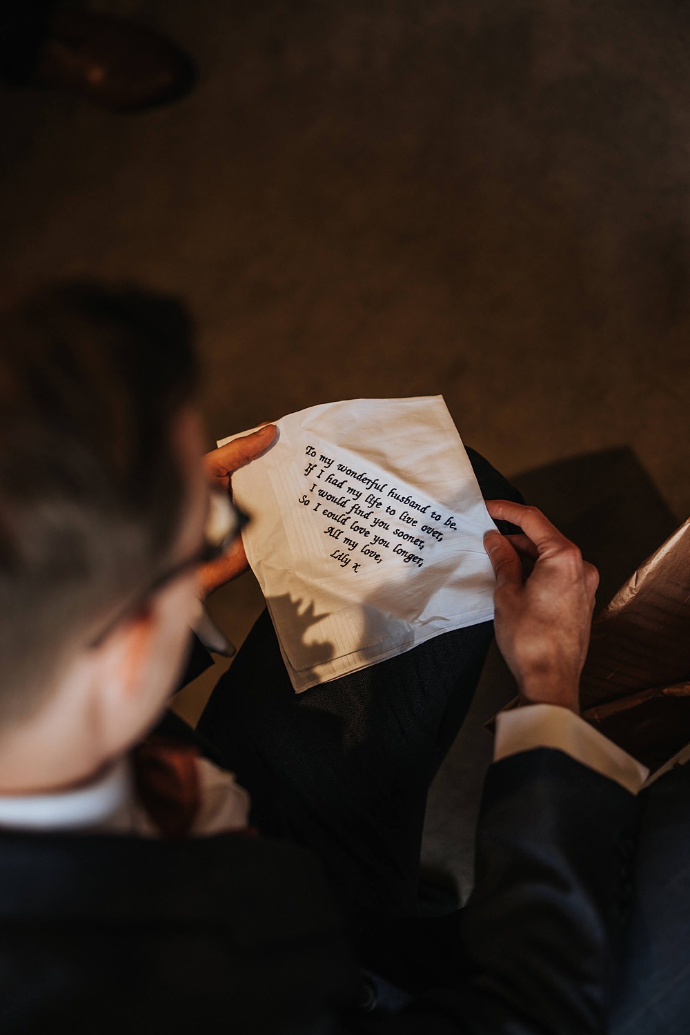 Groom Gift Card Hankie Old Kent Barn Wedding Olegs & Rita Photography