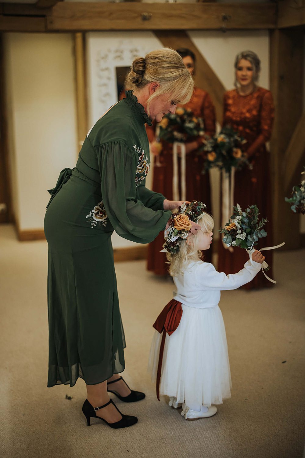 Flower Girl Bouquet Flower Crown Old Kent Barn Wedding Olegs & Rita Photography