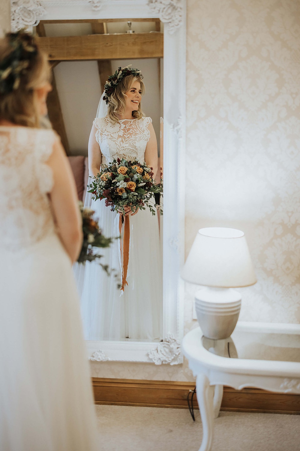 Dress Gown Bride Bridal Lace Top Tulle Skirt Rembo Styling Old Kent Barn Wedding Olegs & Rita Photography