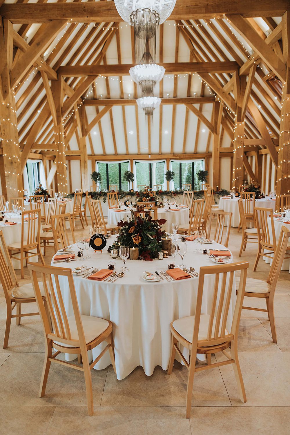 Reception Decor Round Tables Old Kent Barn Wedding Olegs & Rita Photography