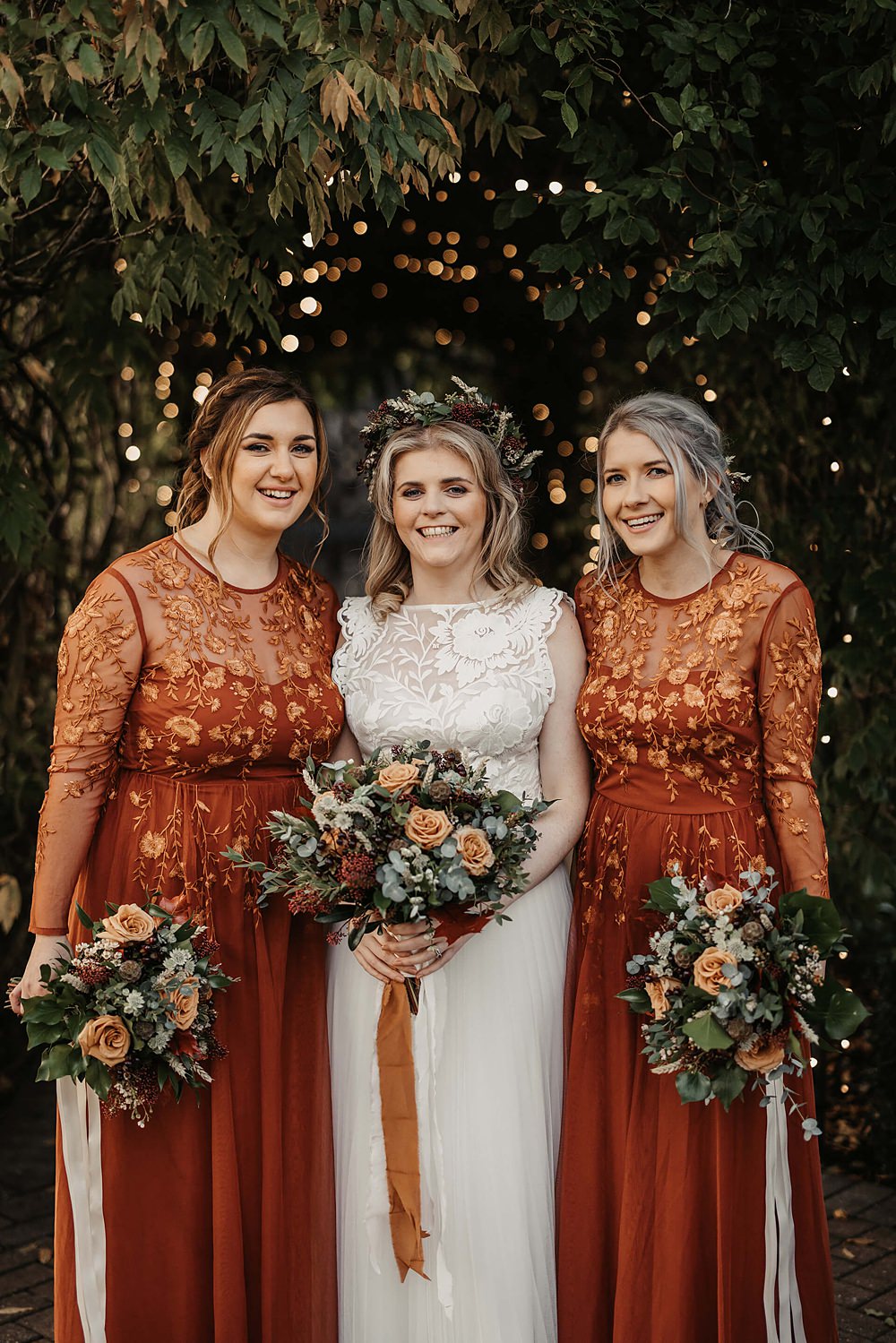 Long Sleeve Orange Bridesmaid Dresses Old Kent Barn Wedding Olegs & Rita Photography