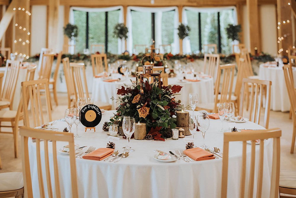 Flowers Log Stump Table Centrepiece Decor Old Kent Barn Wedding Olegs & Rita Photography