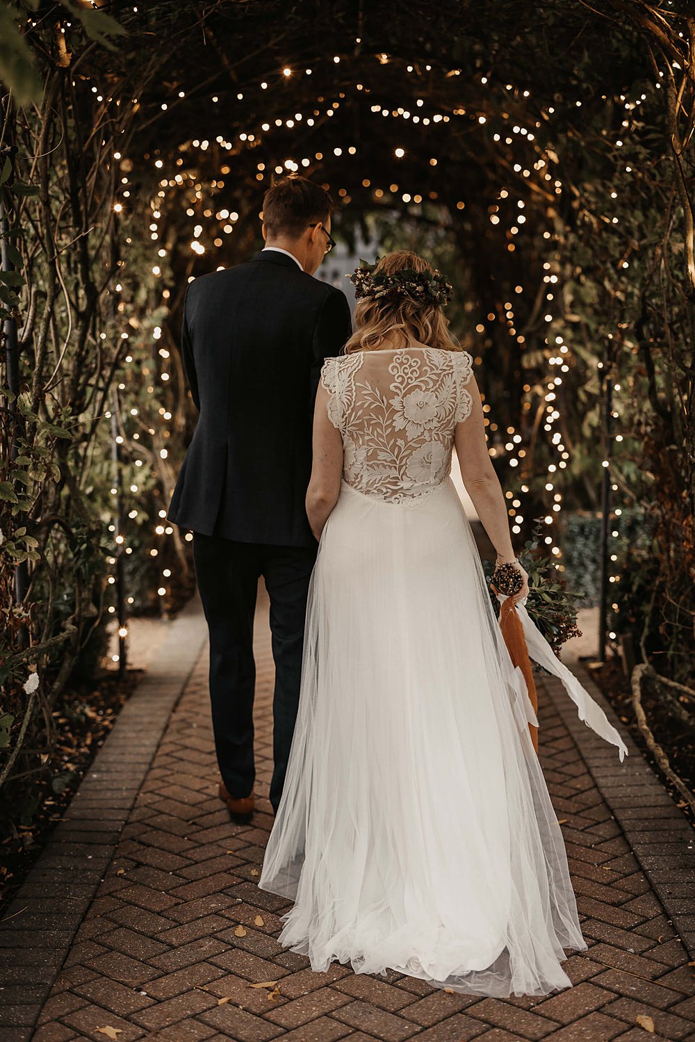 Fairy Light Tunnel Old Kent Barn Wedding Olegs & Rita Photography