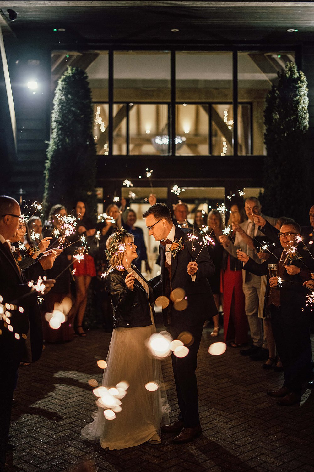 Sparklers Bride Groom Old Kent Barn Wedding Olegs & Rita Photography