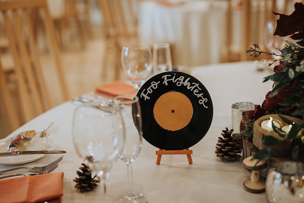 Record Vinyl Table Name Old Kent Barn Wedding Olegs & Rita Photography