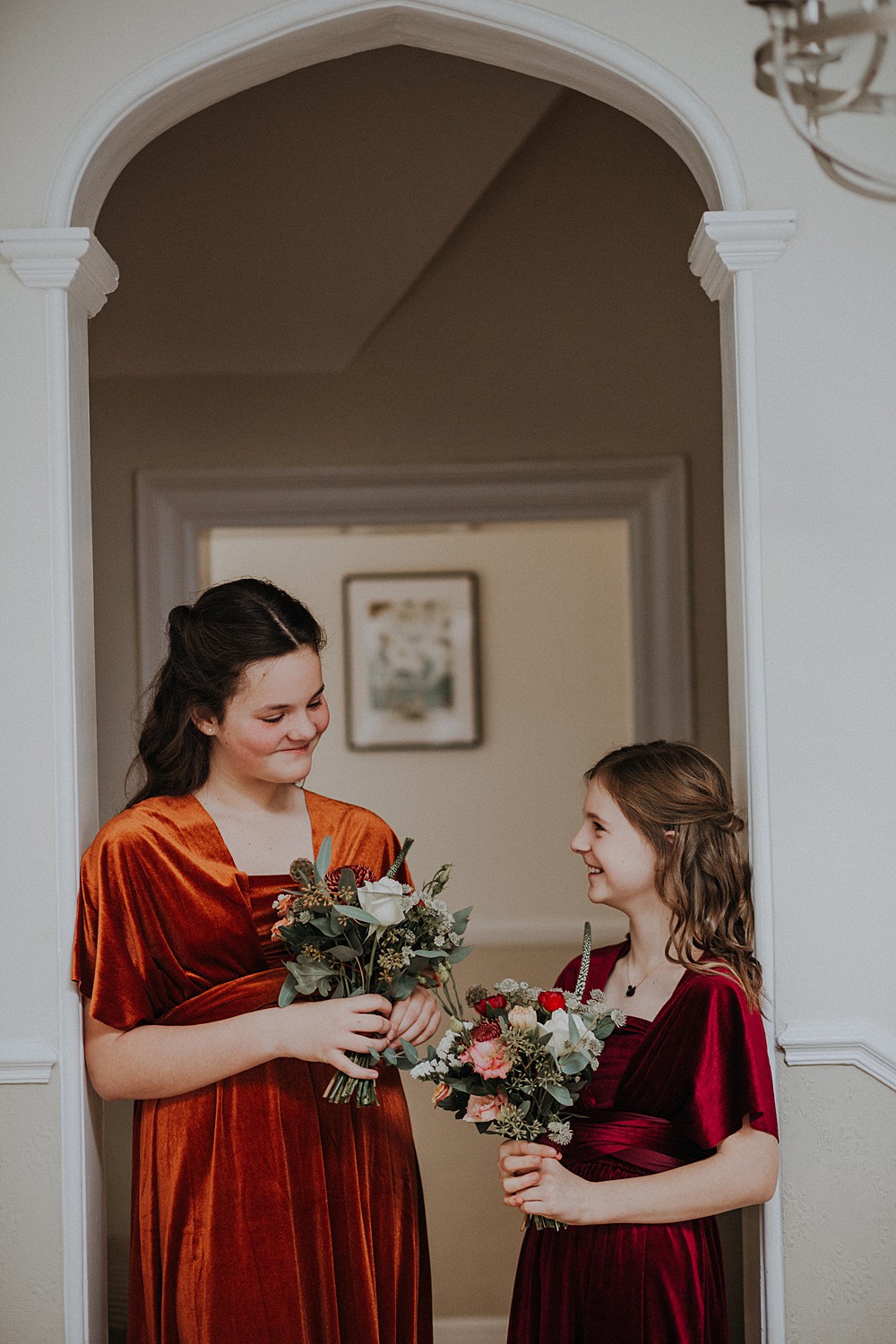 Velvet Orange Junior Bridesmaid Dresses Upwey House Wedding Lola Rose Photography