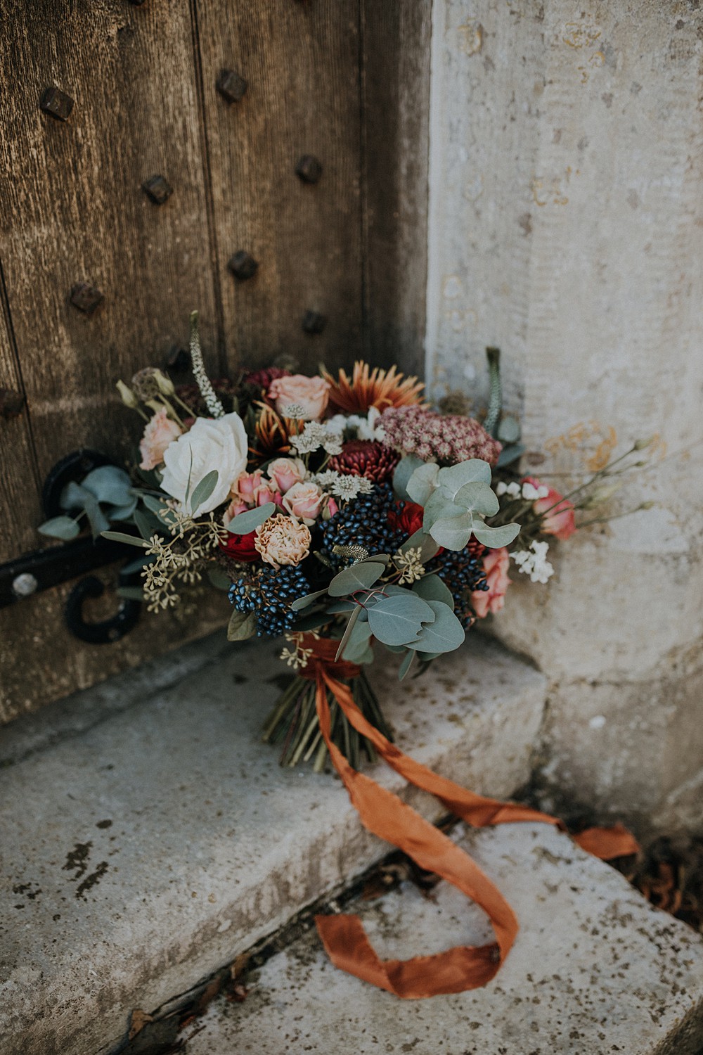 Winter Bouquet Flowers Orange Red Greenery Upwey House Wedding Lola Rose Photography