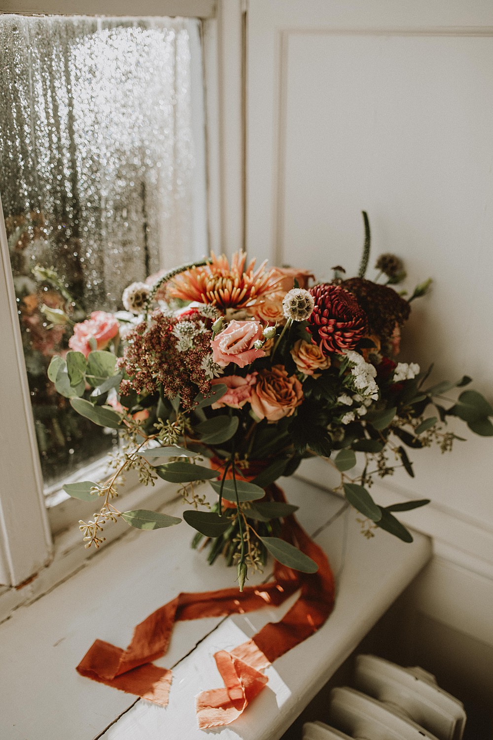 Winter Bouquet Flowers Orange Red Greenery Upwey House Wedding Lola Rose Photography
