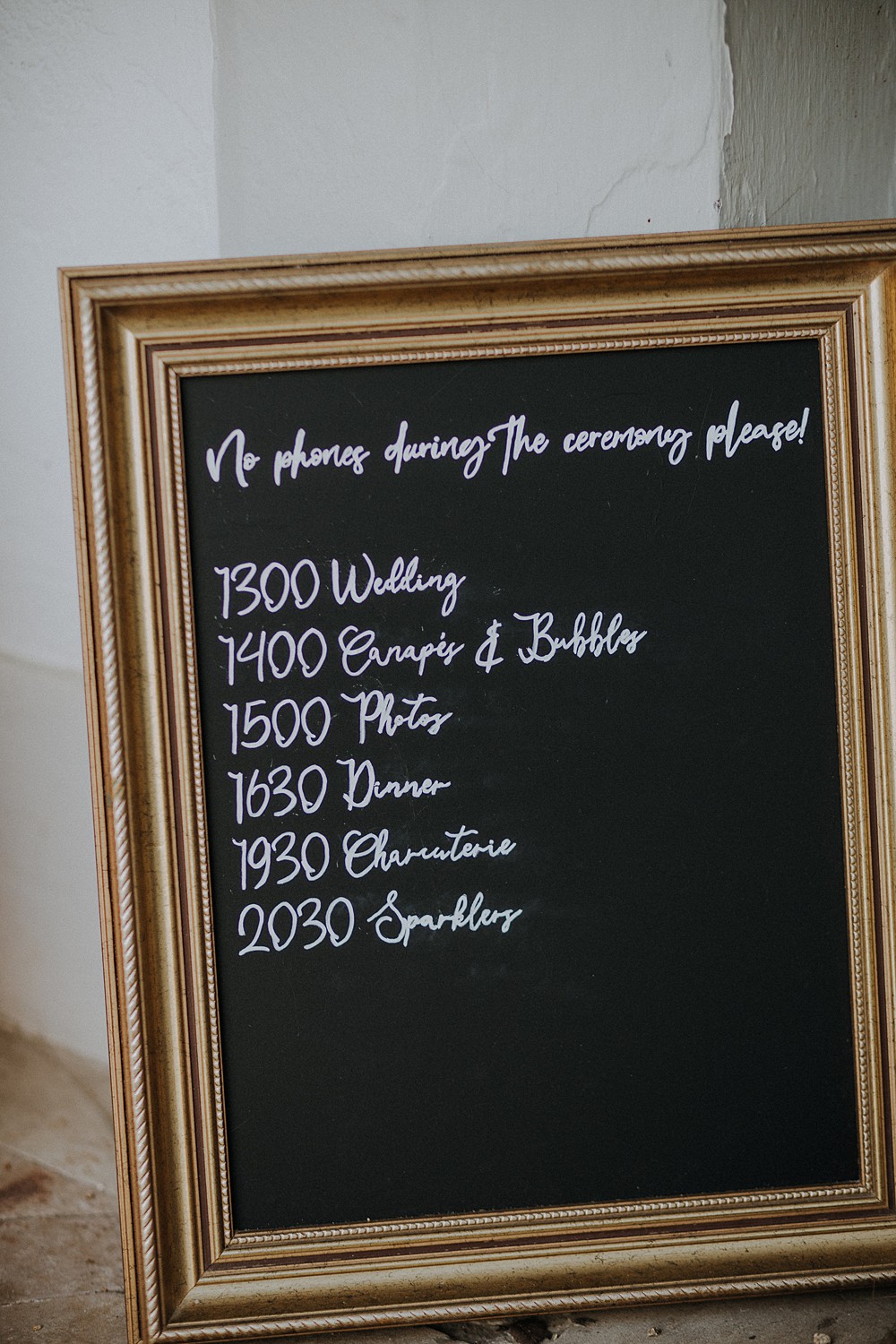 Chalkboard Order Day Sign Upwey House Wedding Lola Rose Photography