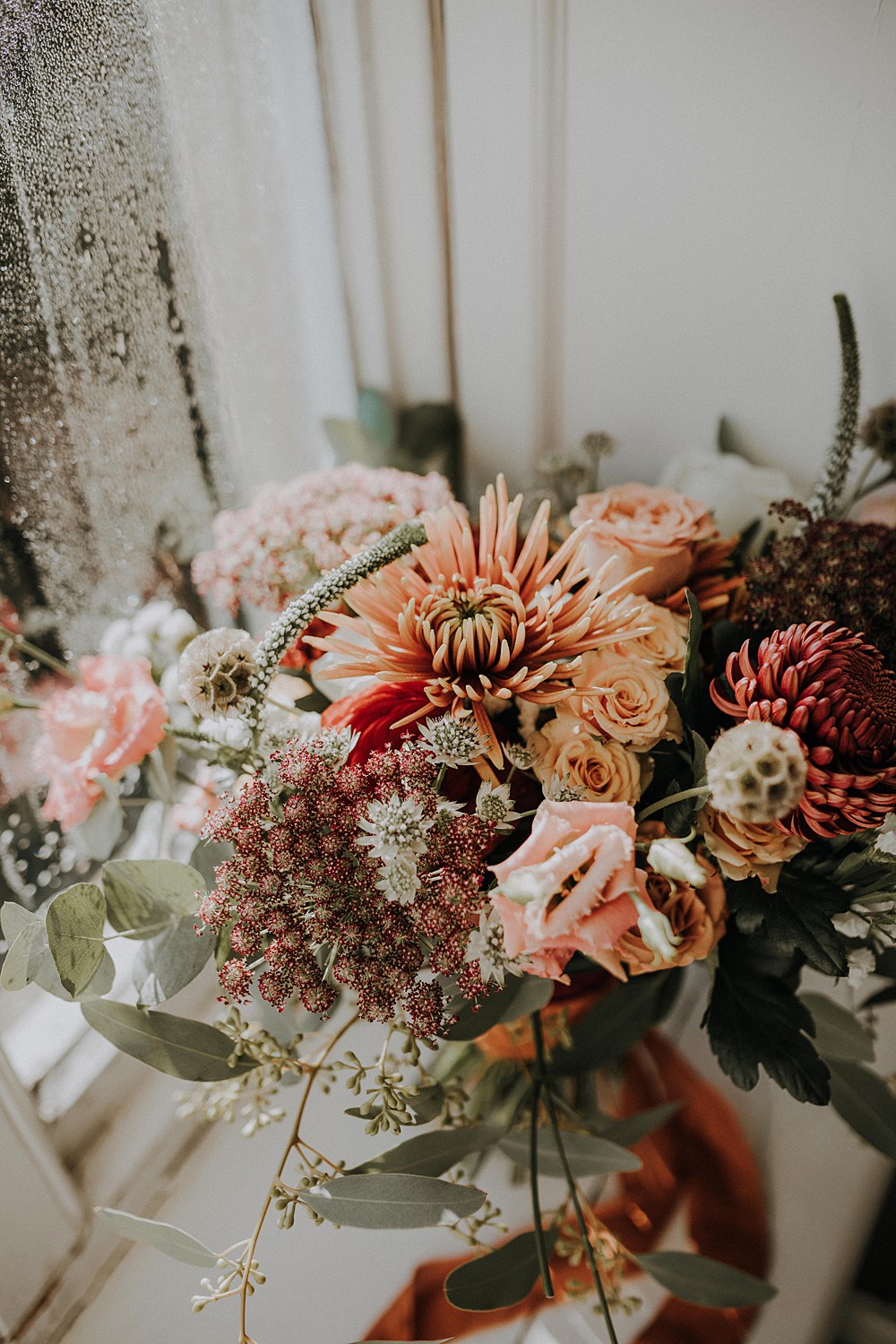 Winter Bouquet Flowers Orange Red Greenery Upwey House Wedding Lola Rose Photography