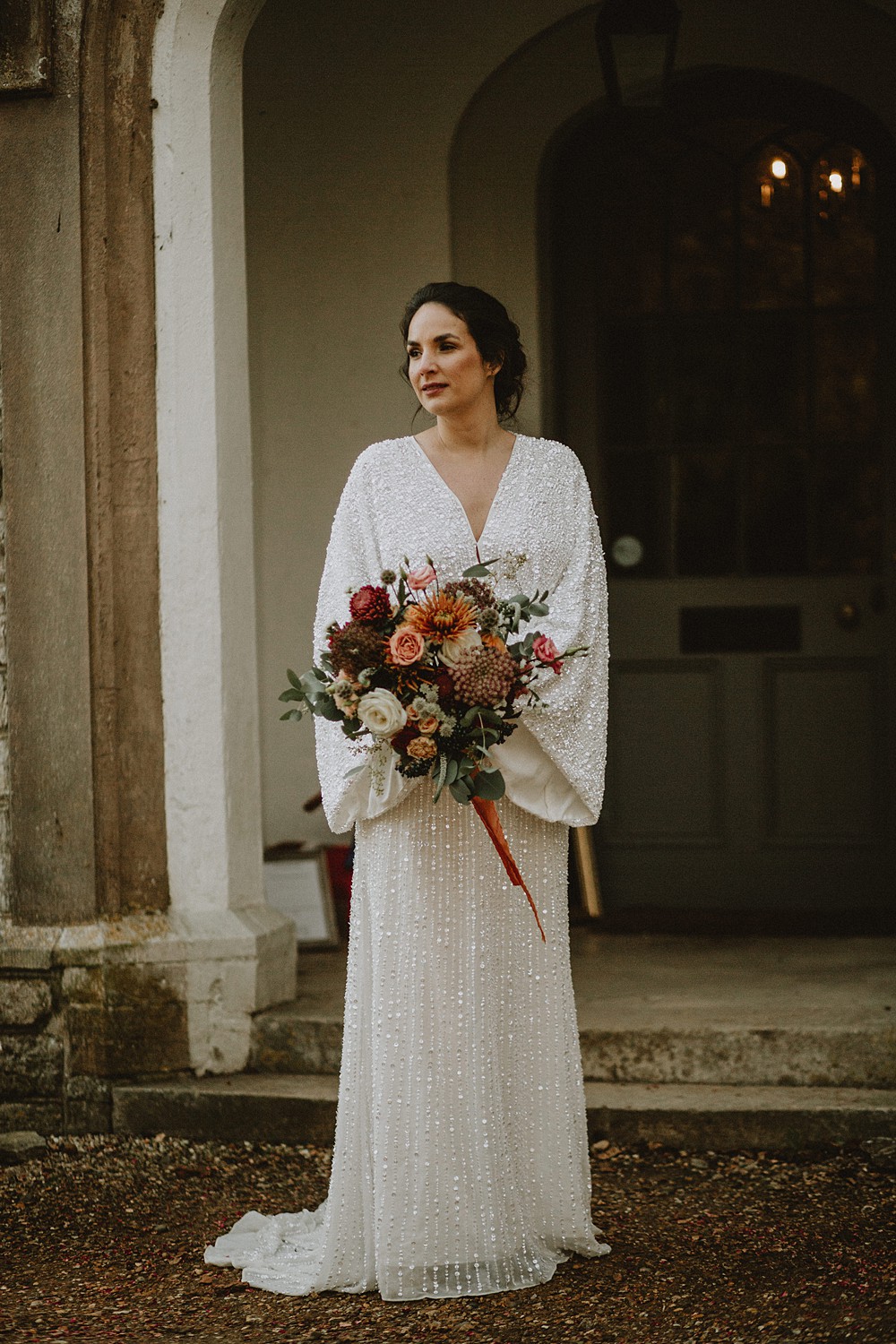 Sequin Dress Bride Bridal Long Sleeve Upwey House Wedding Lola Rose Photography