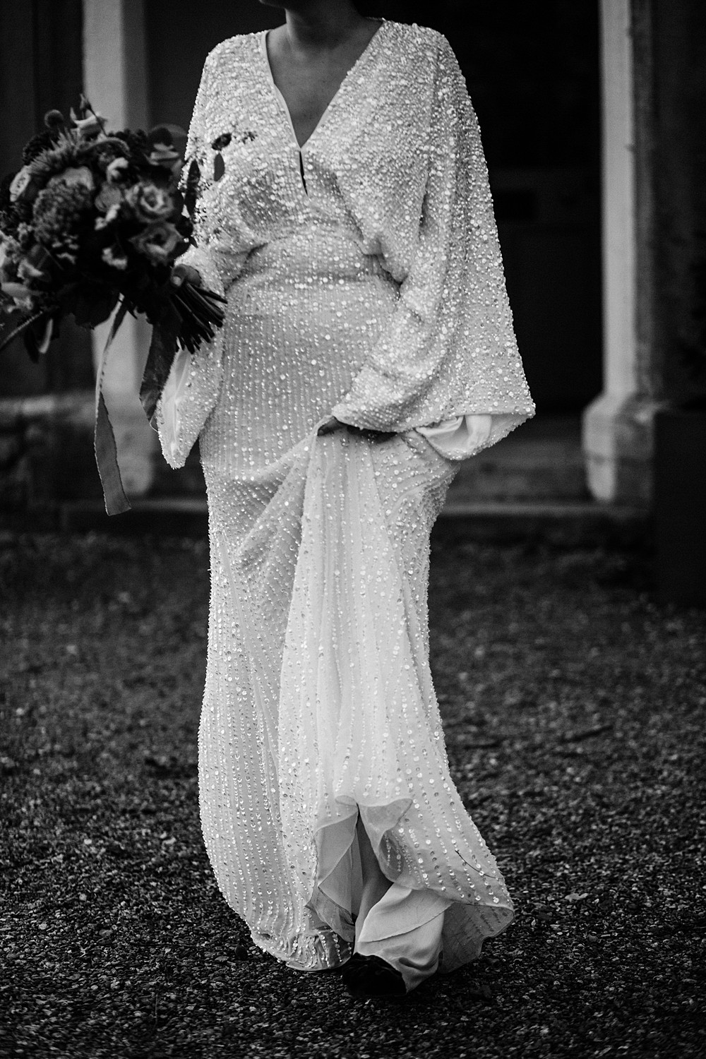 Sequin Dress Bride Bridal Long Sleeve Upwey House Wedding Lola Rose Photography